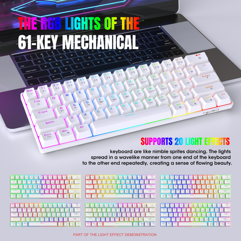 V900RGB 61 key mechanical keyboard hot swappable red axis dual color injection molded keycap dazzling light compact design